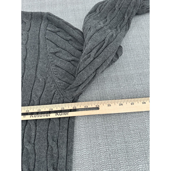 Vintage Old Navy Sweater Mens XL Grey Cable Knit Crew Neck Hong Kong Grandpa - Picture 6 of 8